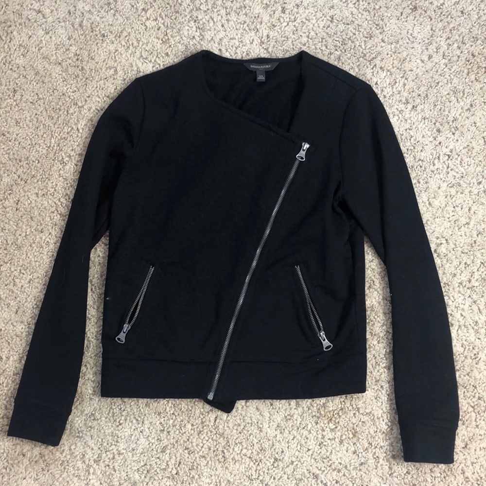 Banana Republic motorcycle style black sweater xs